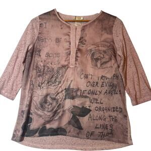 Alessa W. Collection Pink Top Women's Size 14 Script Polyester Blend